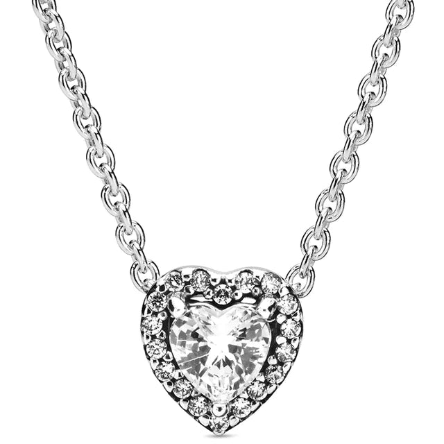 Nytt 925 Sterling Silver Tidlös Elegans Snöflinga accentuerad cirkulära hjärtan halsband för populära pärlor Charm DIY smycken